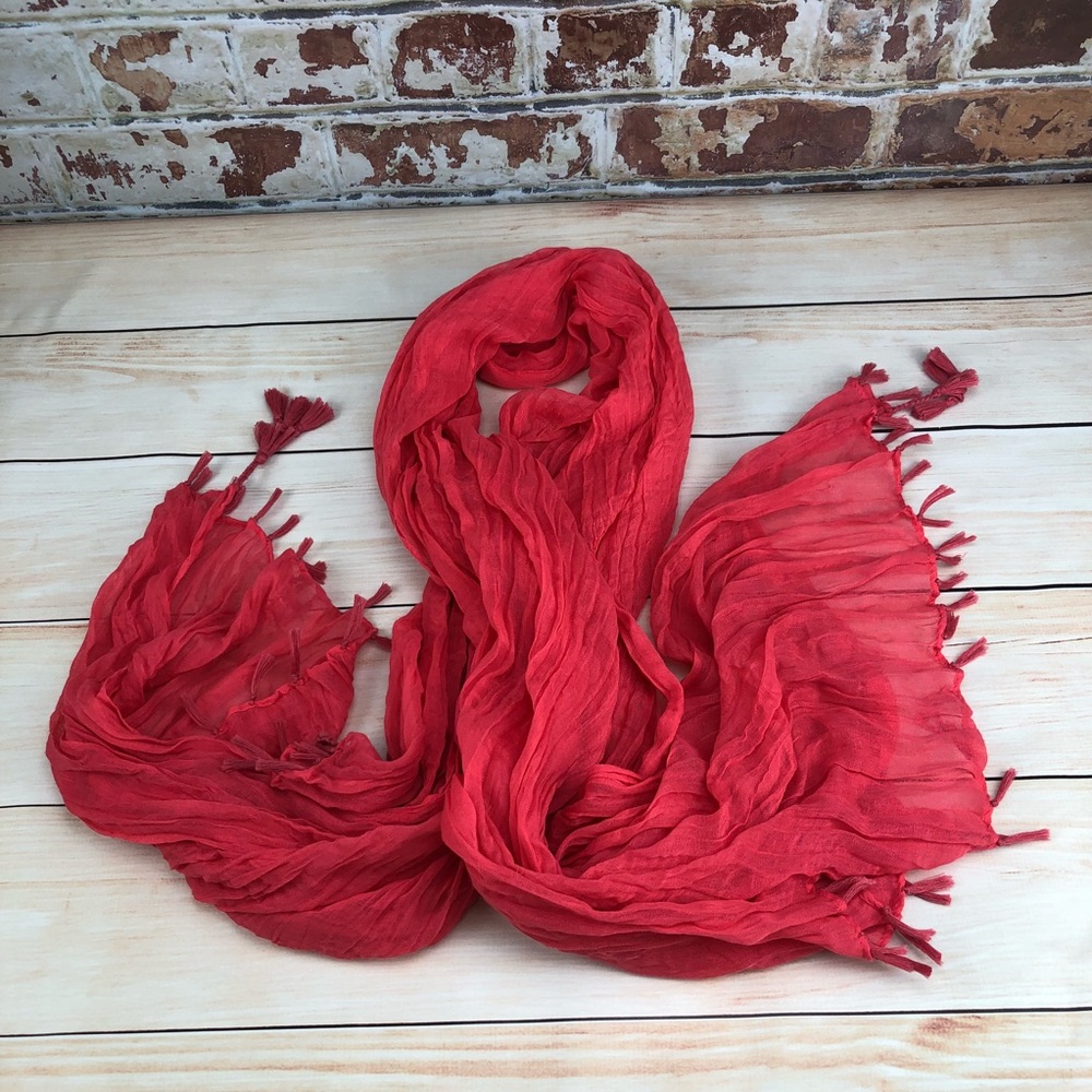 ❗️F21 Hot Coral Tassel Scarf❗️LAST CHANCE❗️